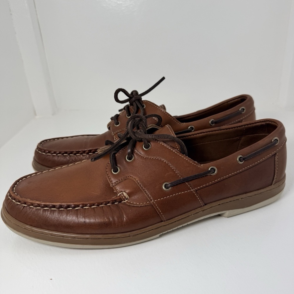 Allen Edmonds Eastport Boat Shoes Men's 13 D Brown Leather Lace Up Loafer
